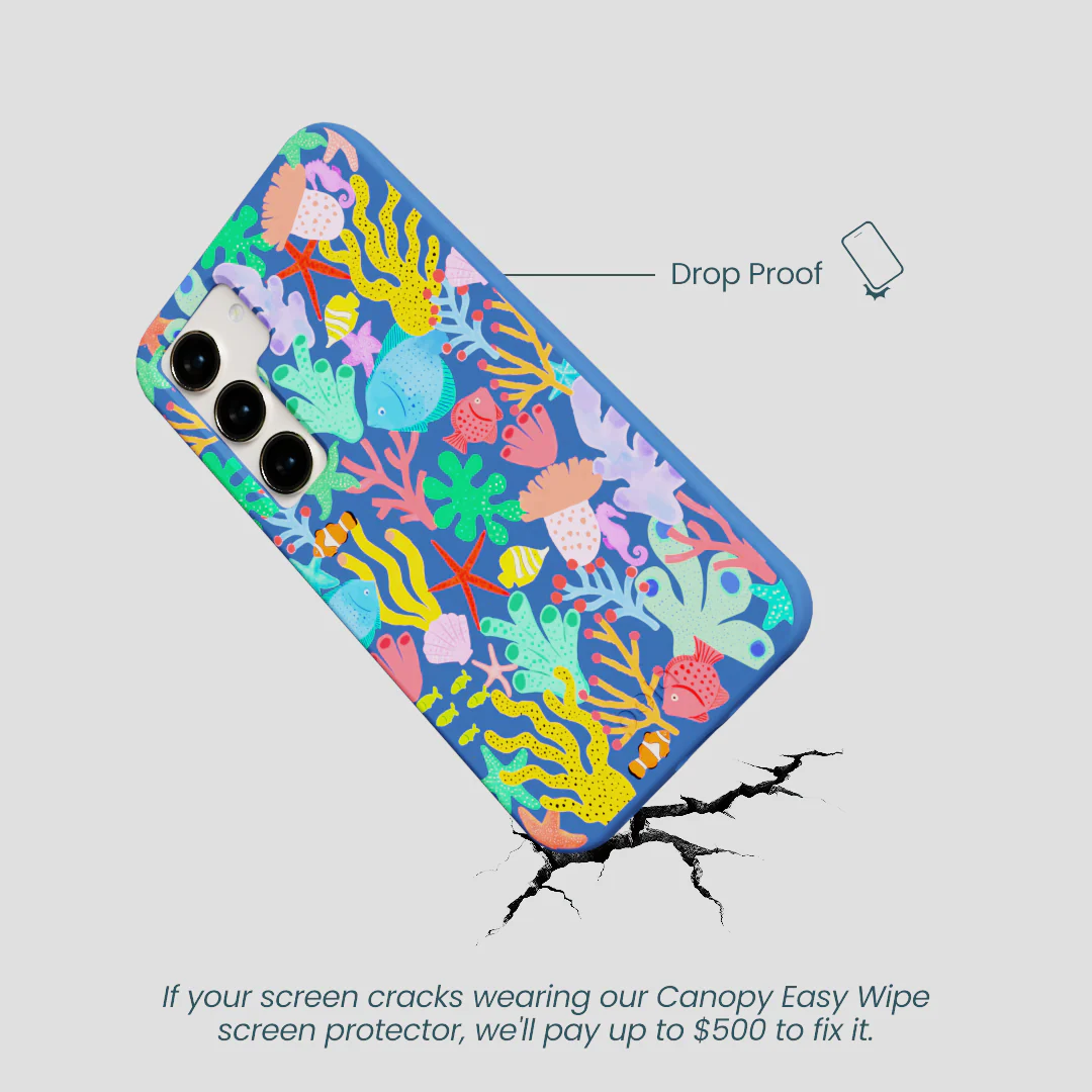 Electric Blue Underwater Blooms Samsung Galaxy S24 Case - Image 5