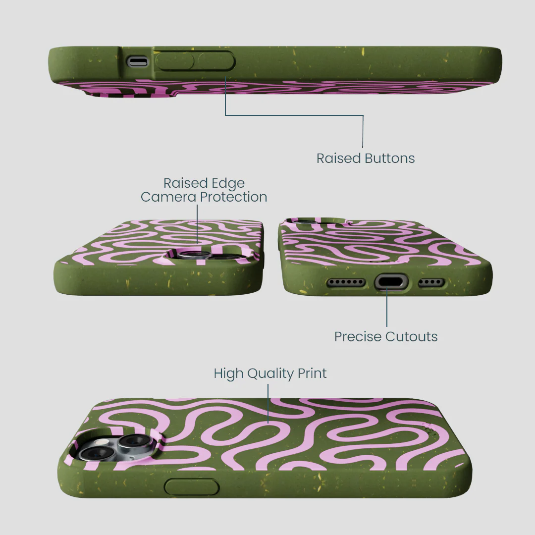 Forest Floor Cotton Curls iPhone 15 Plus Case - Image 3
