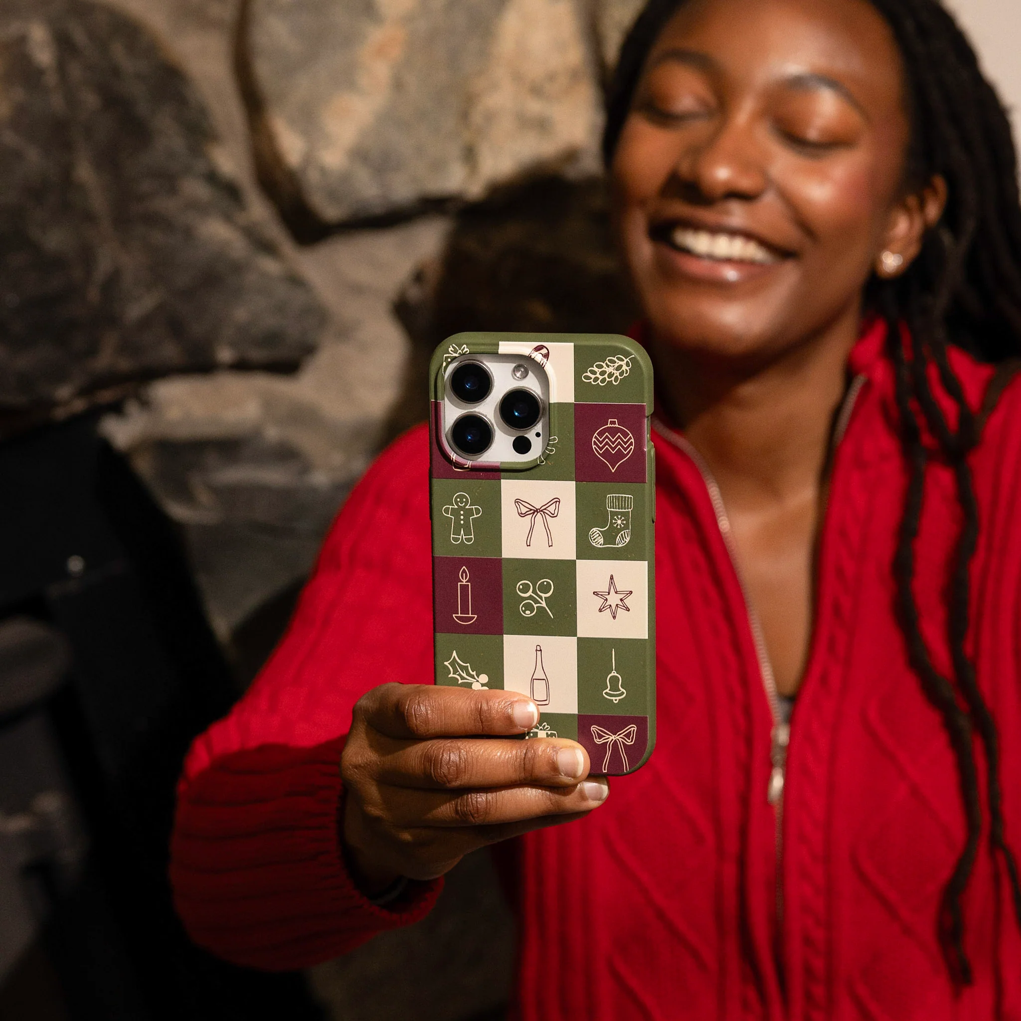 Forest Floor Holiday Squares Google Pixel 8 Pro Case - Image 2