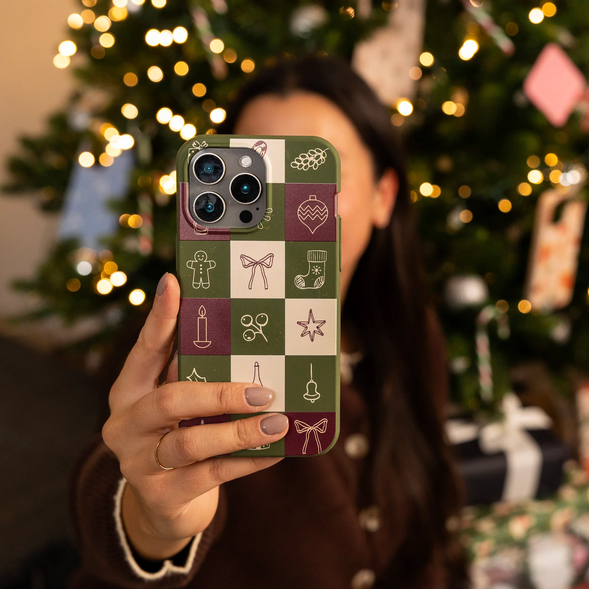 Forest Floor Holiday Squares iPhone 13 Case - Image 9