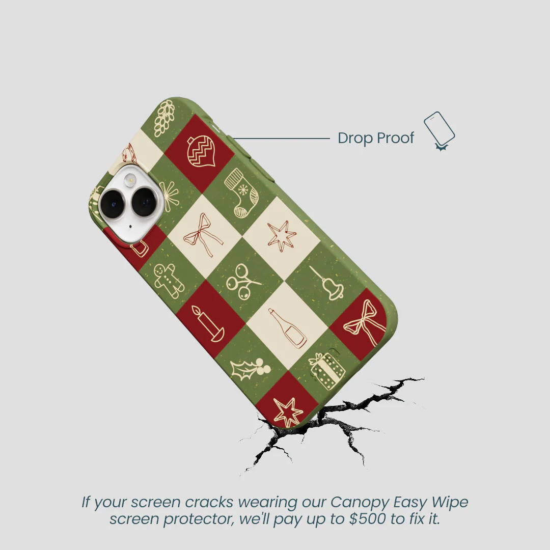 Forest Floor Holiday Squares iPhone 13 Mini Case - Image 5