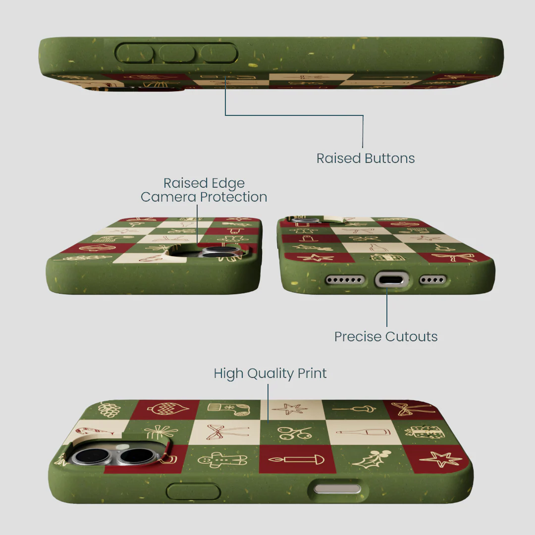 Forest Floor Holiday Squares iPhone 16 Plus Case - Image 3
