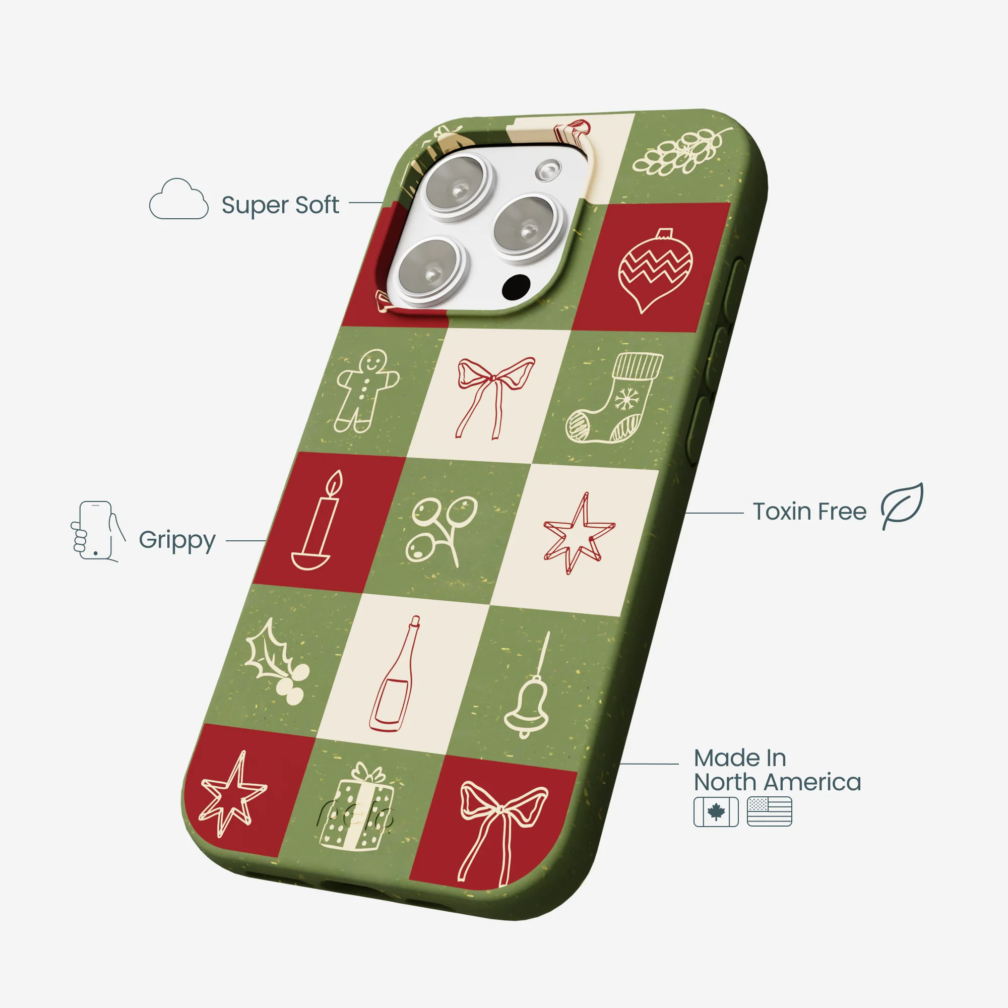 Forest Floor Holiday Squares iPhone 16 Pro Max Case - Image 4