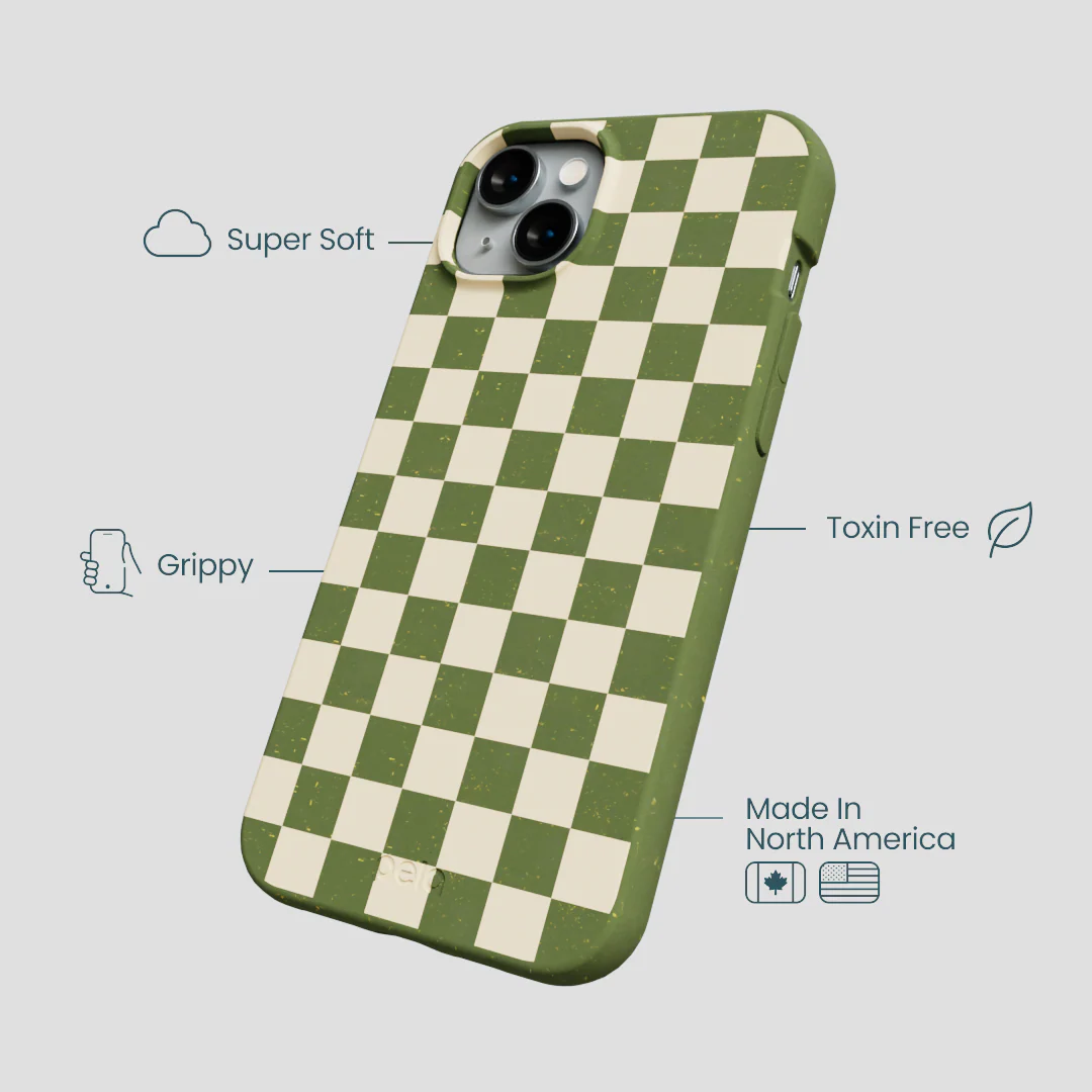 Forest Floor Matcha Check iPhone 14 Plus Case - Image 4