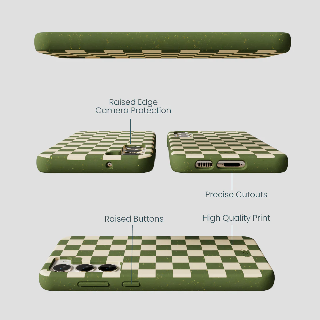Forest Floor Matcha Check Samsung Galaxy S24+(Plus) Case - Image 3