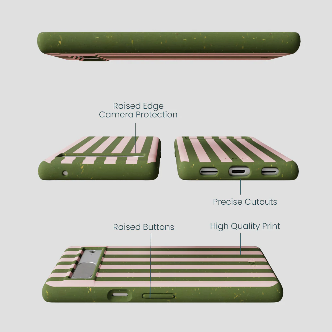 Forest Floor Strawberry Matcha Stripes Google Pixel 7 Case - Image 3