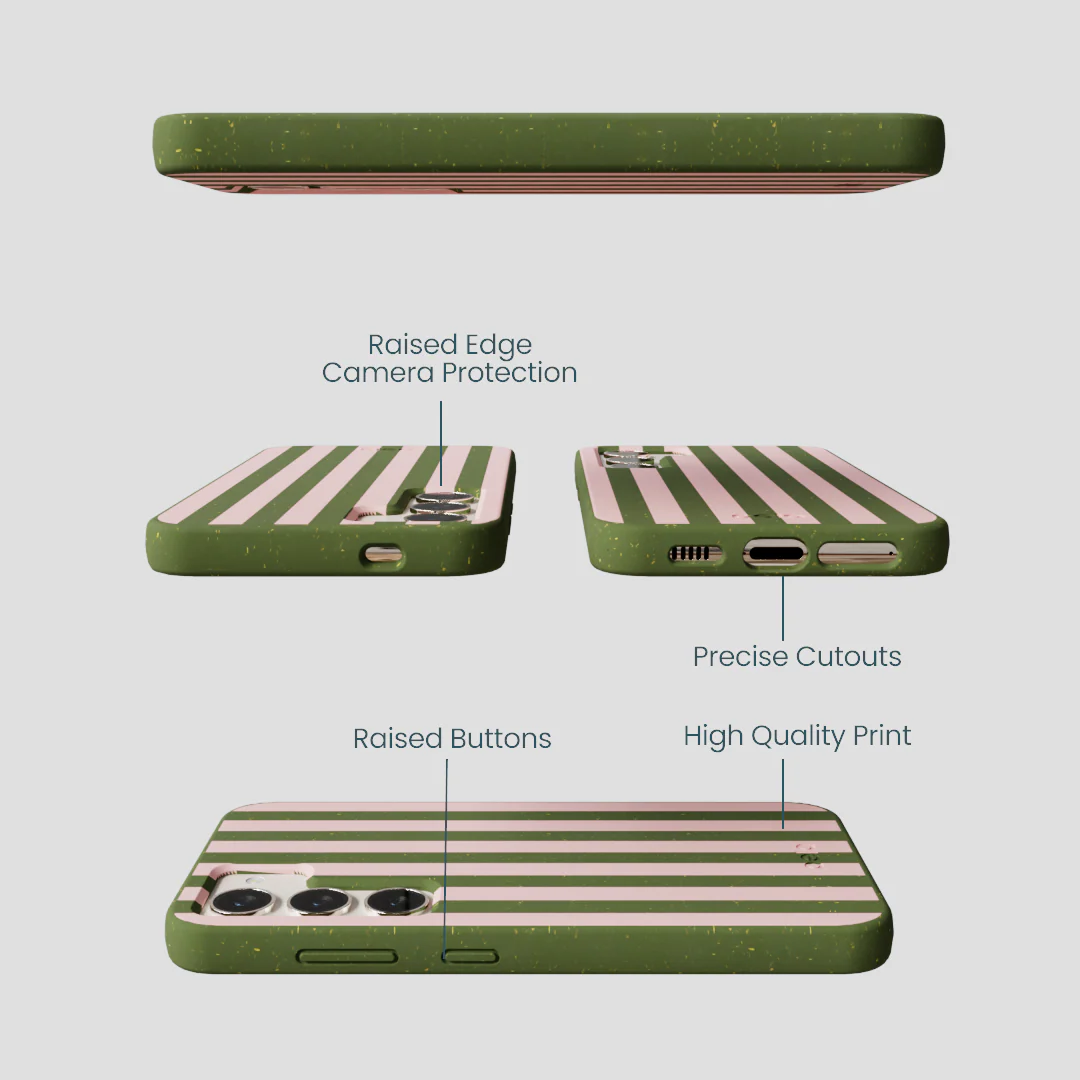 Forest Floor Strawberry Matcha Stripes Samsung Galaxy S23 Case - Image 3