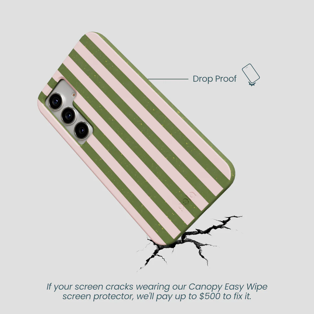 Forest Floor Strawberry Matcha Stripes Samsung Galaxy S25 Case - Image 5