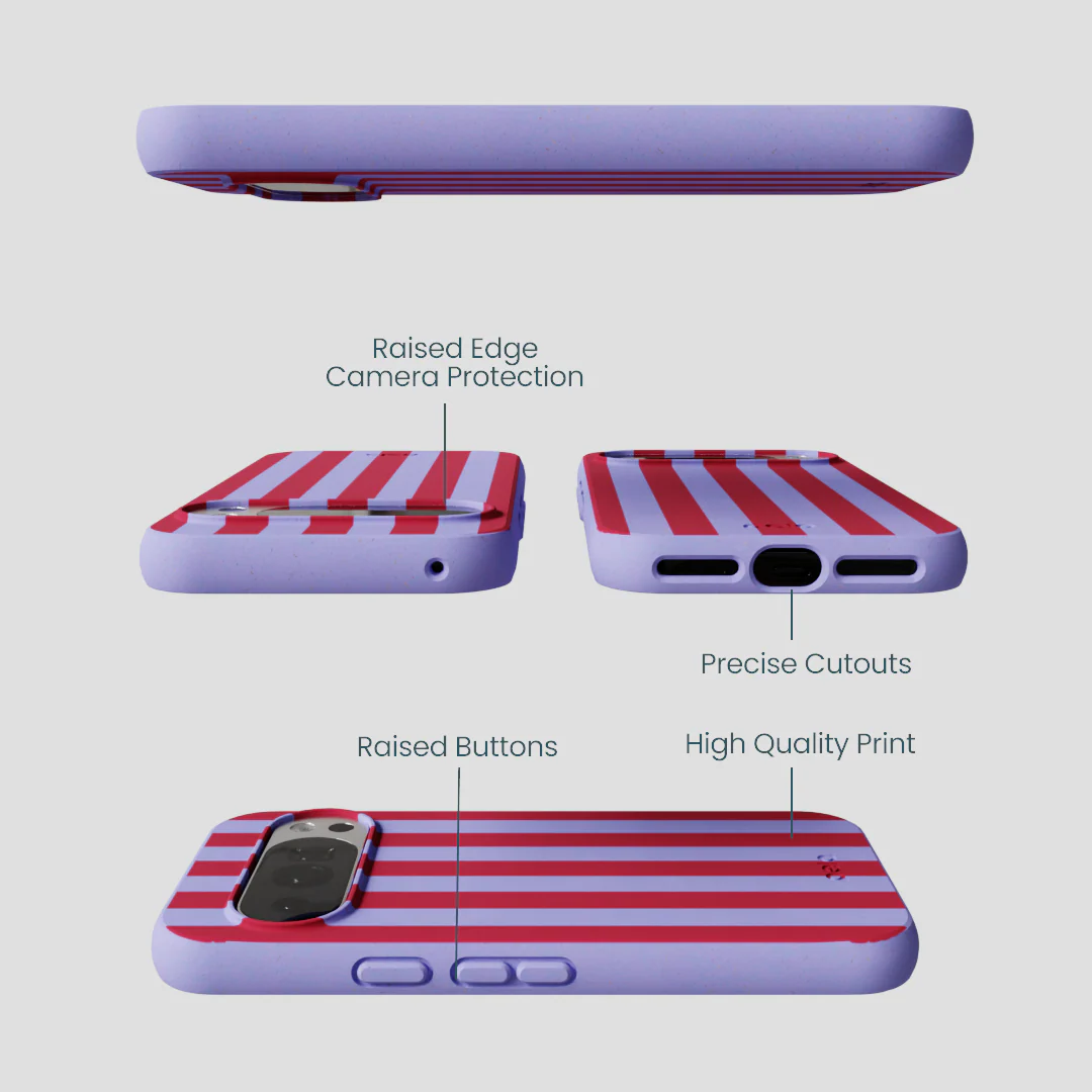 Lavender Berry Stripes Google Pixel 10/10 Pro Case - Image 2