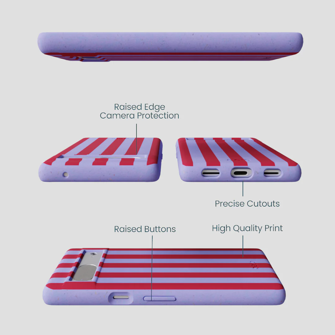 Lavender Berry Stripes Google Pixel 7a Case - Image 2