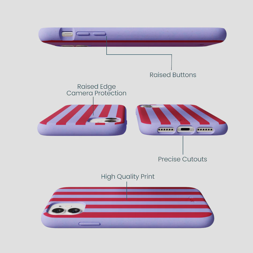 Lavender Berry Stripes iPhone 11 Case - Image 3