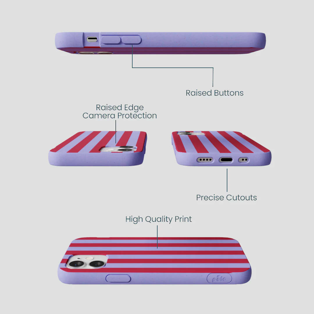 Lavender Berry Stripes iPhone 12 Mini Case - Image 3