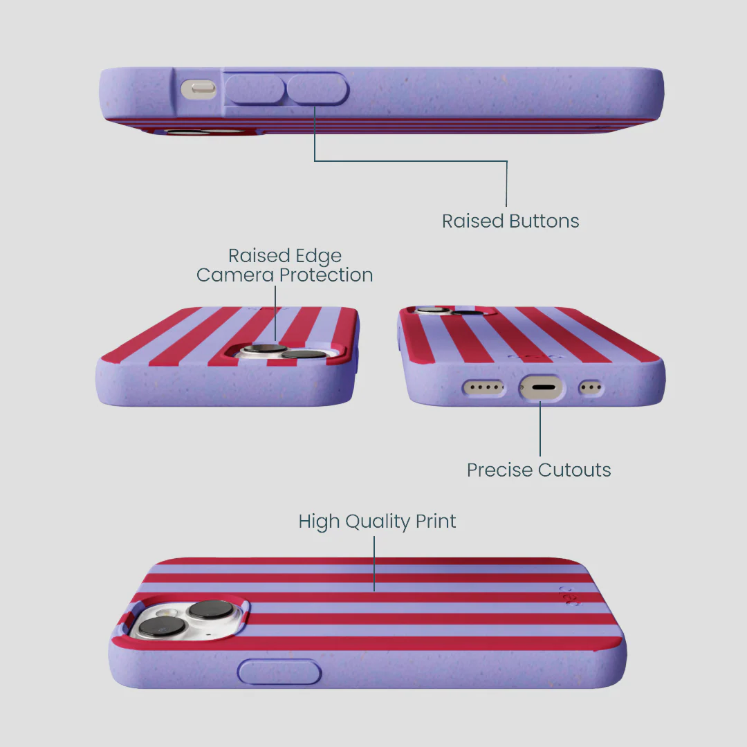 Lavender Berry Stripes iPhone 13 Case - Image 3
