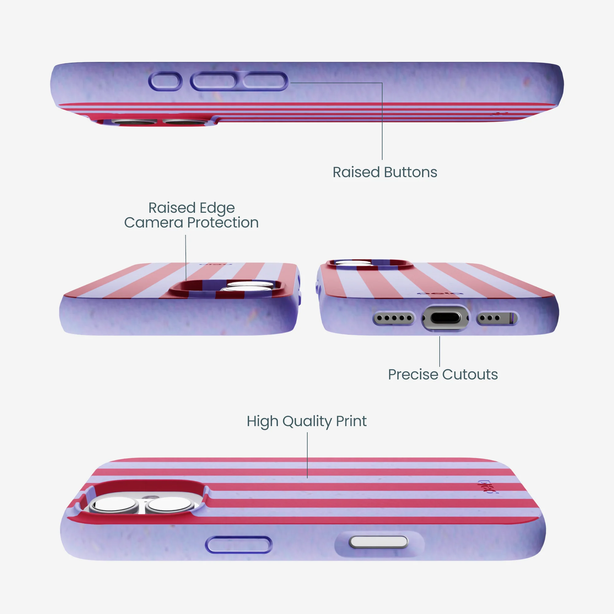 Lavender Berry Stripes iPhone 17 Case - Image 3