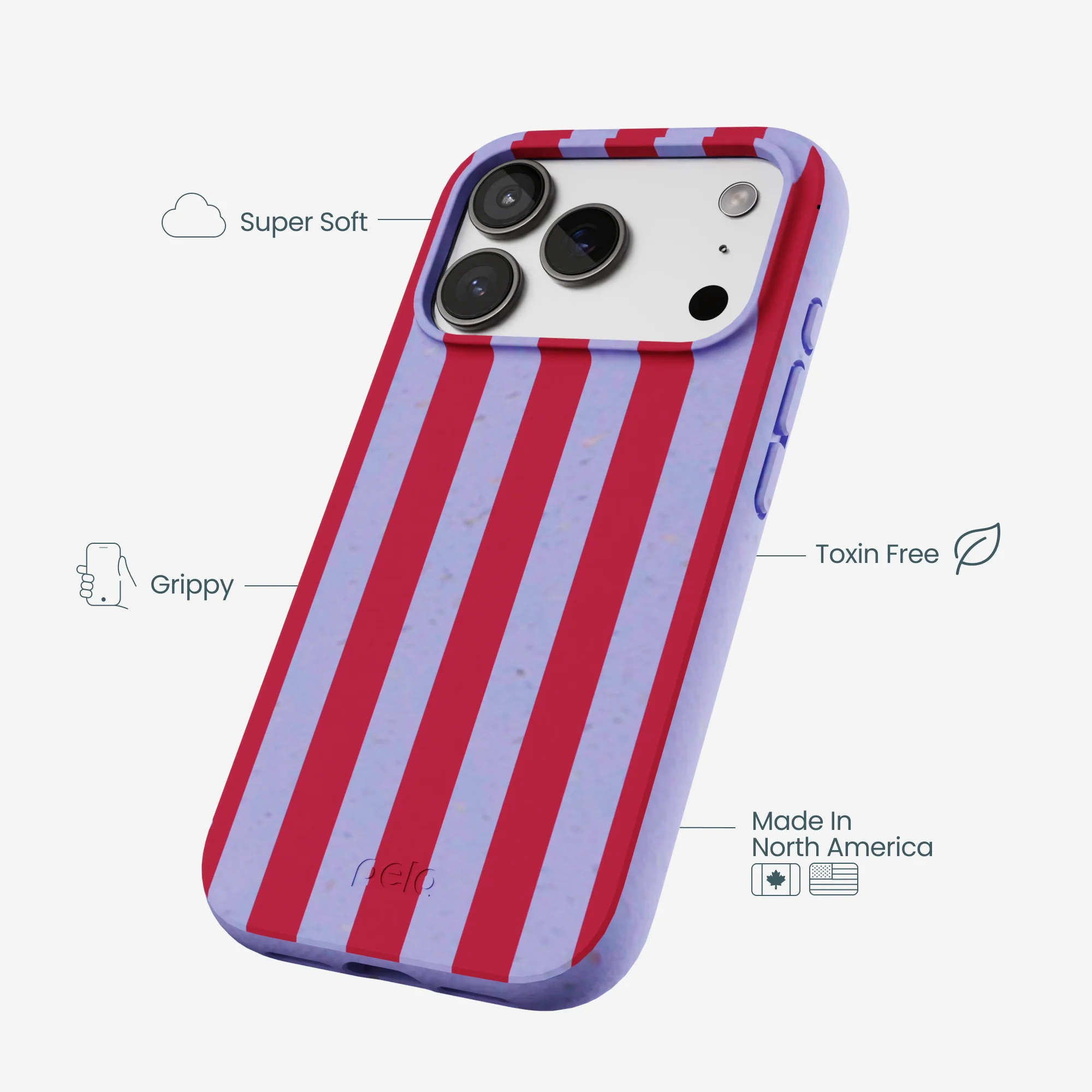 Lavender Berry Stripes iPhone 17 Pro Case - Image 4