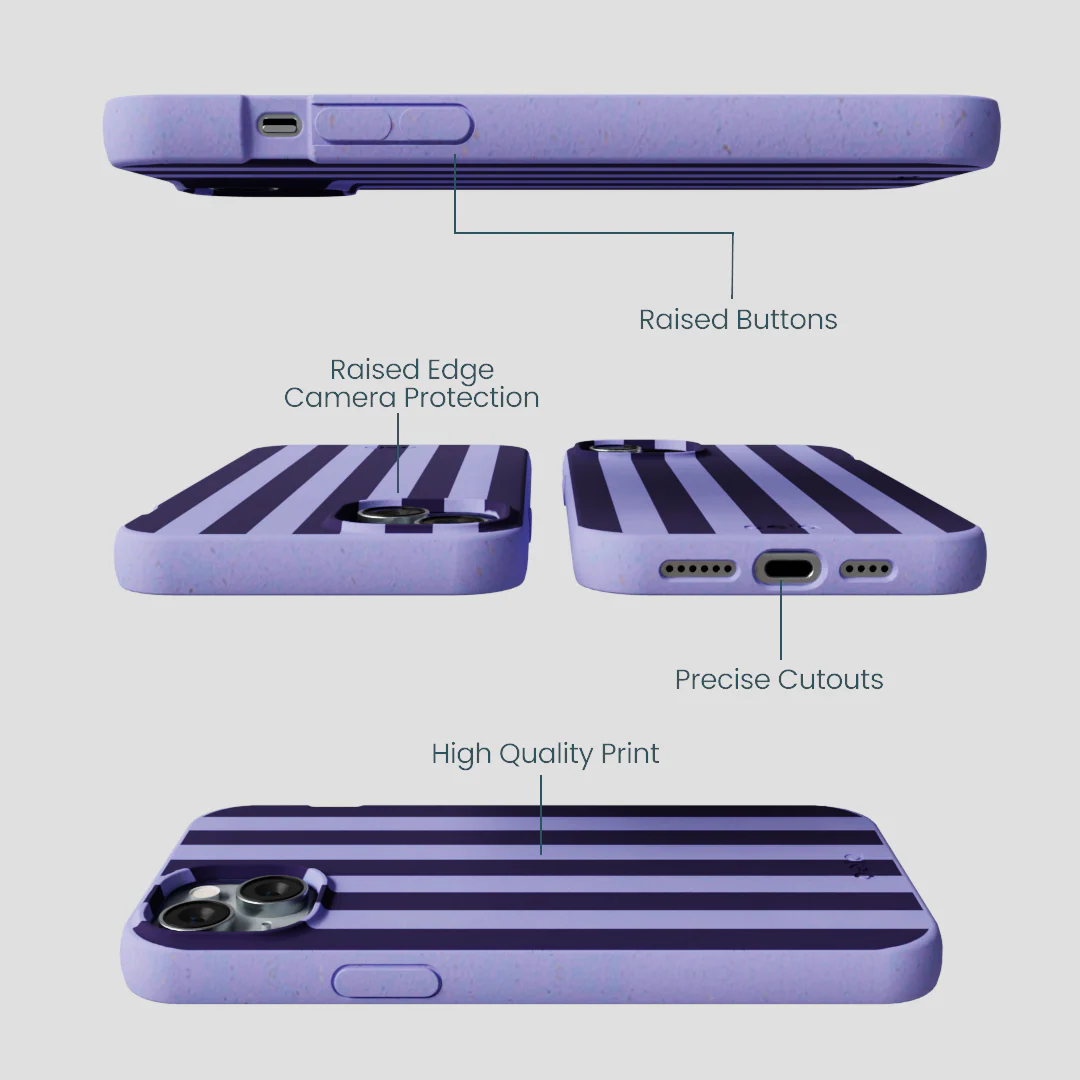 Lavender Big Plum Stripes iPhone 14 Plus Case - Image 3