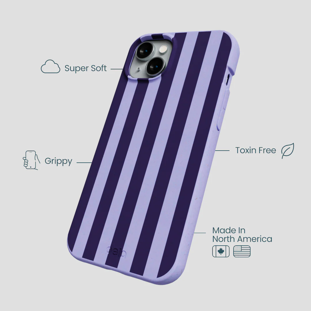 Lavender Big Plum Stripes iPhone 15 Plus Case - Image 4