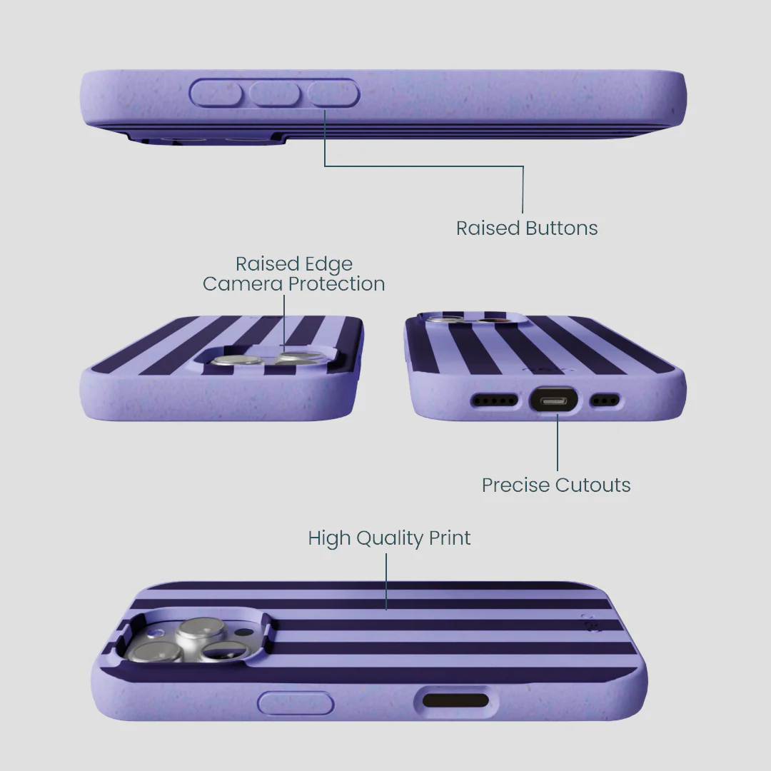 Lavender Big Plum Stripes iPhone 16 Pro Case - Image 3