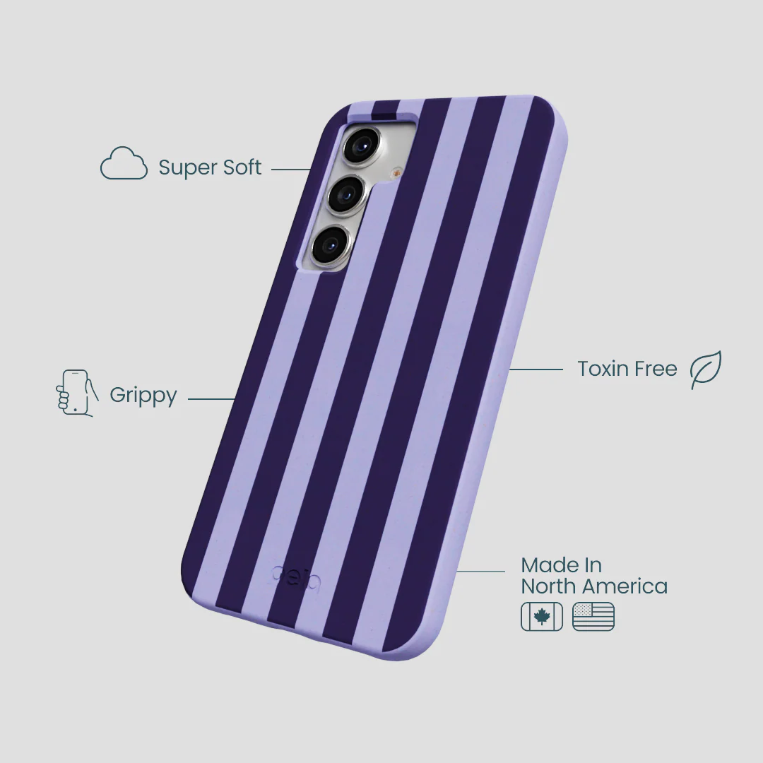 Lavender Big Plum Stripes Samsung Galaxy S25 Case - Image 4