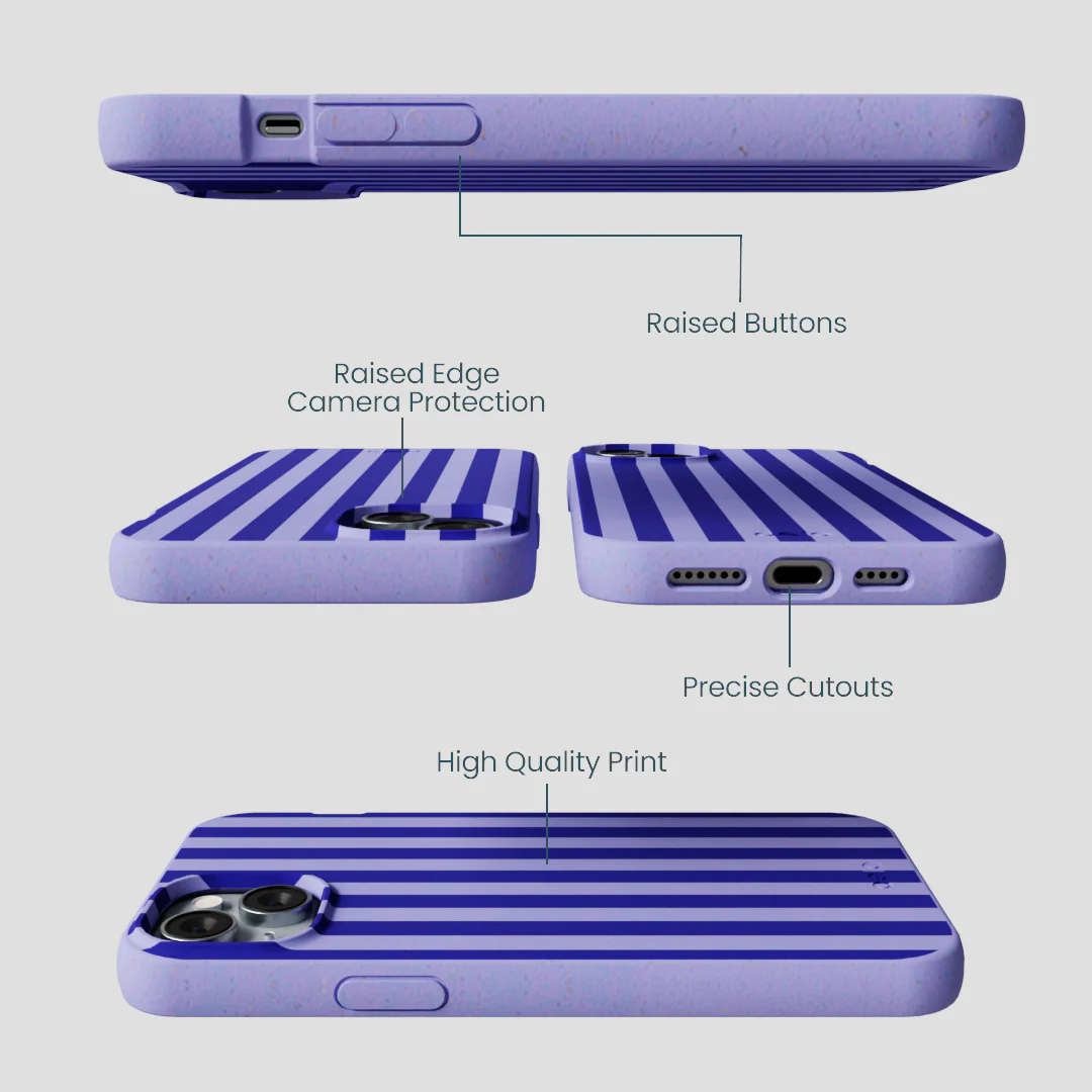 Lavender Indigo Stripes iPhone 15 Plus Case - Image 3