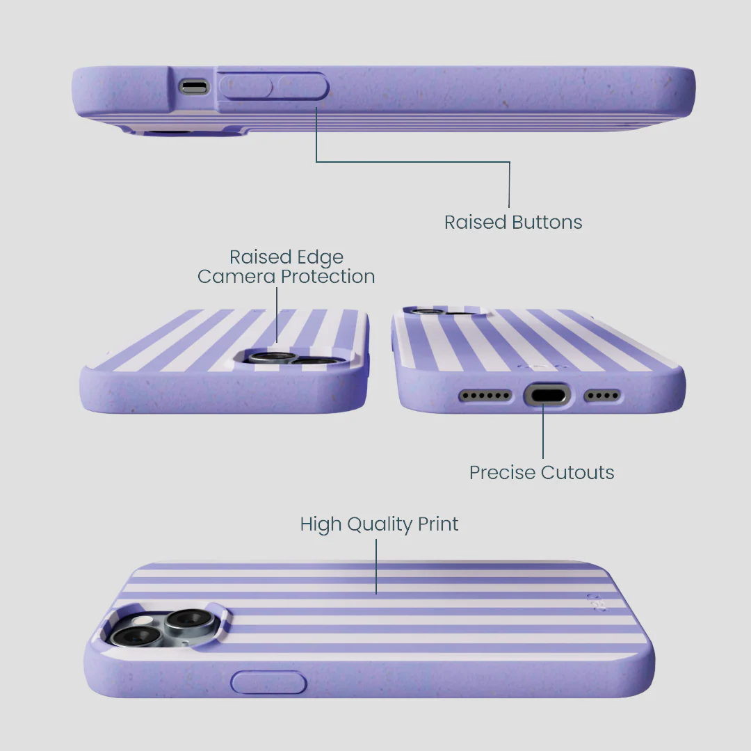 Lavender Lilac Stripes iPhone 14 Plus Case - Image 3