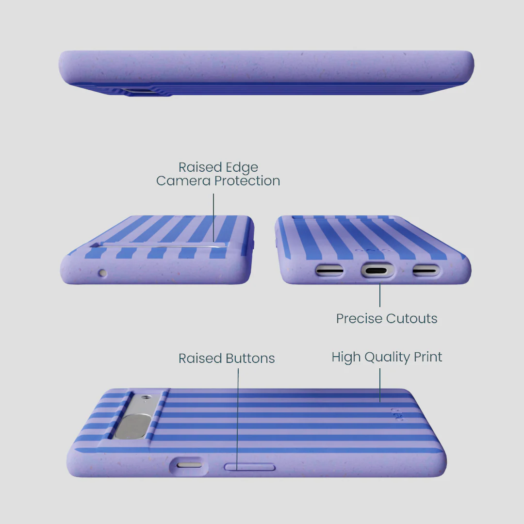 Lavender Periwinkle Stripes Google Pixel 7a Case - Image 2