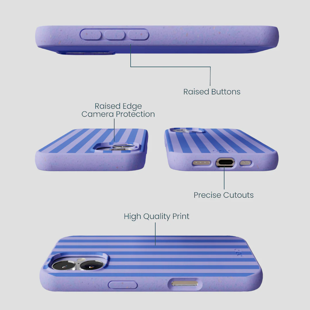Lavender Periwinkle Stripes iPhone 16 Case - Image 2