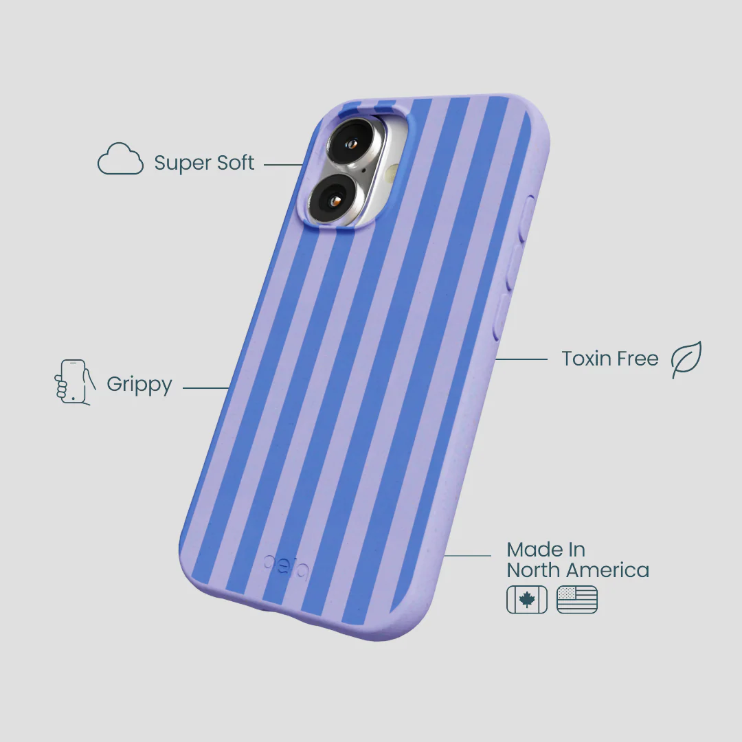 Lavender Periwinkle Stripes iPhone 16 Case - Image 3