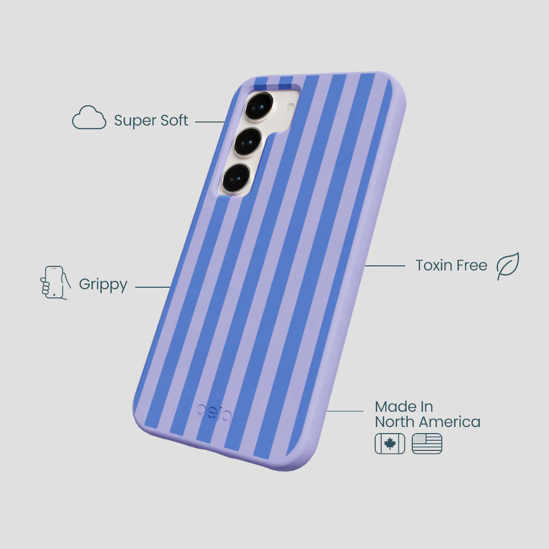 Lavender Periwinkle Stripes Samsung Galaxy S23 Case - Image 3