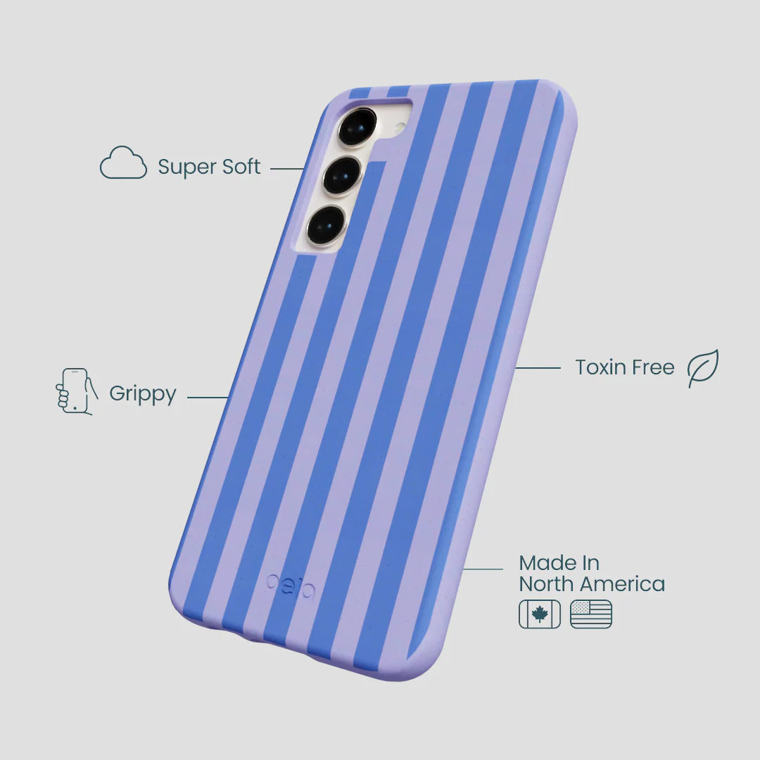 Lavender Periwinkle Stripes Samsung Galaxy S24+(Plus) Case - Image 3