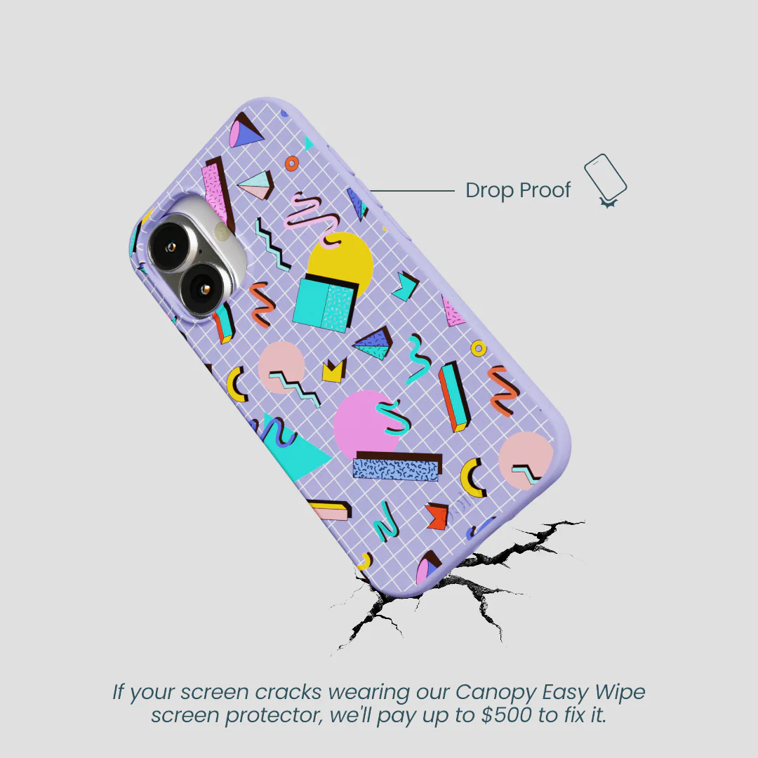 Lavender Retro Grid iPhone 16 Case - Image 5