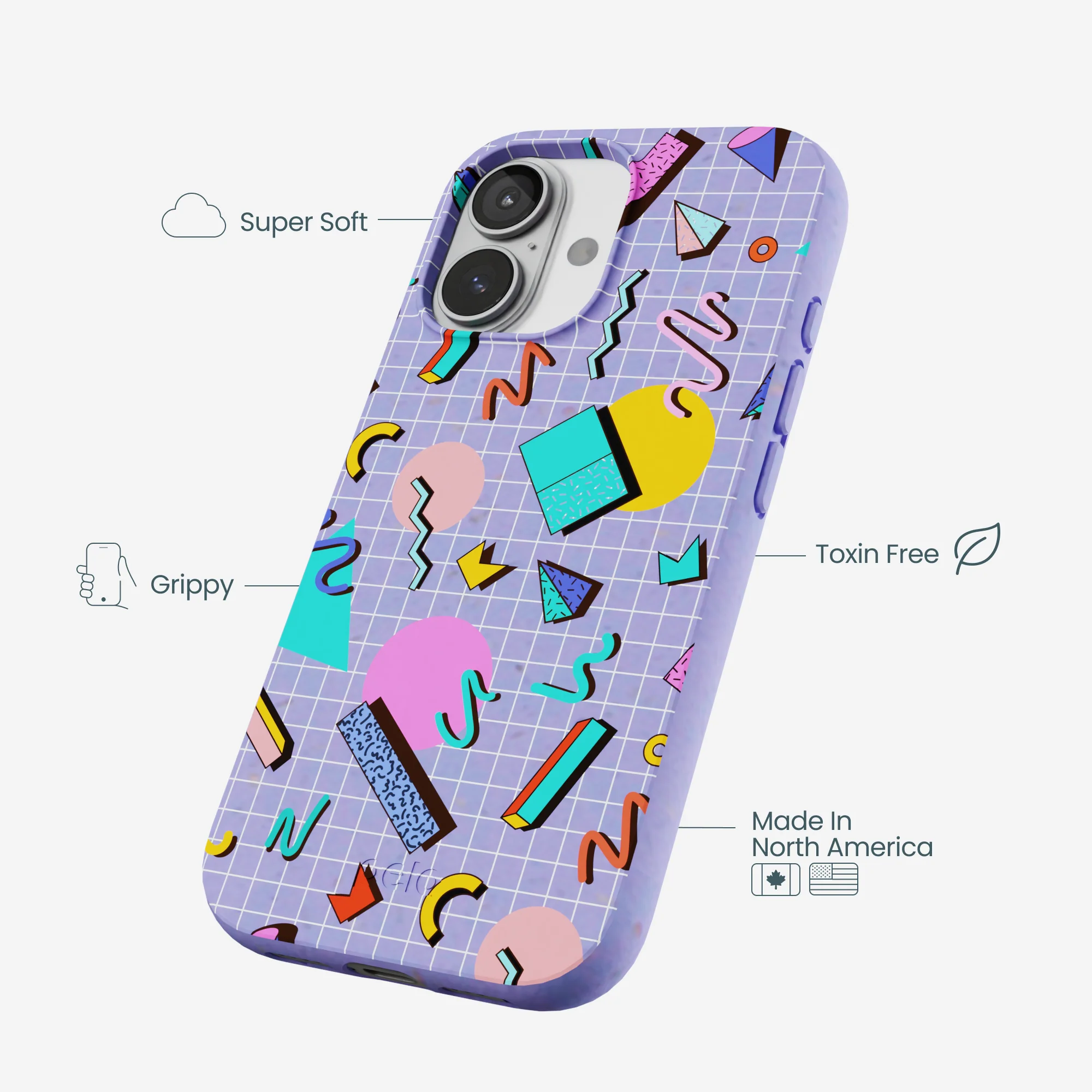 Lavender Retro Grid iPhone 17 Case - Image 4