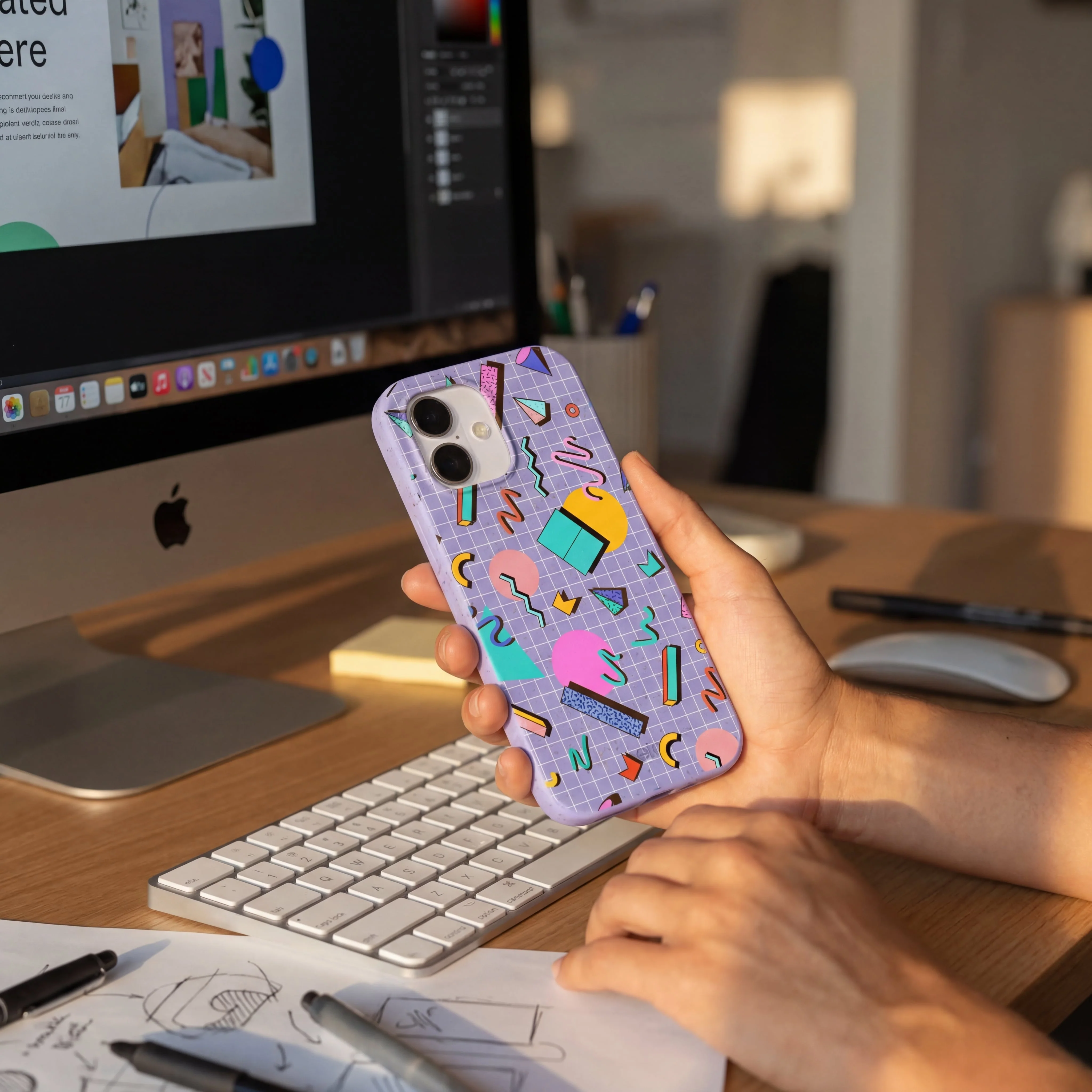 Lavender Retro Grid iPhone 17 Pro Max Case - Image 2