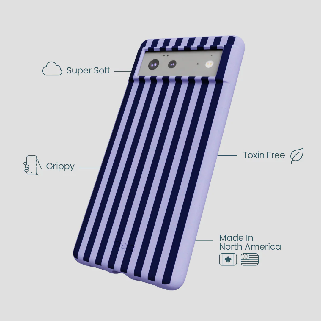 Lavender Small Navy Stripes Google Pixel 6a Case - Image 3
