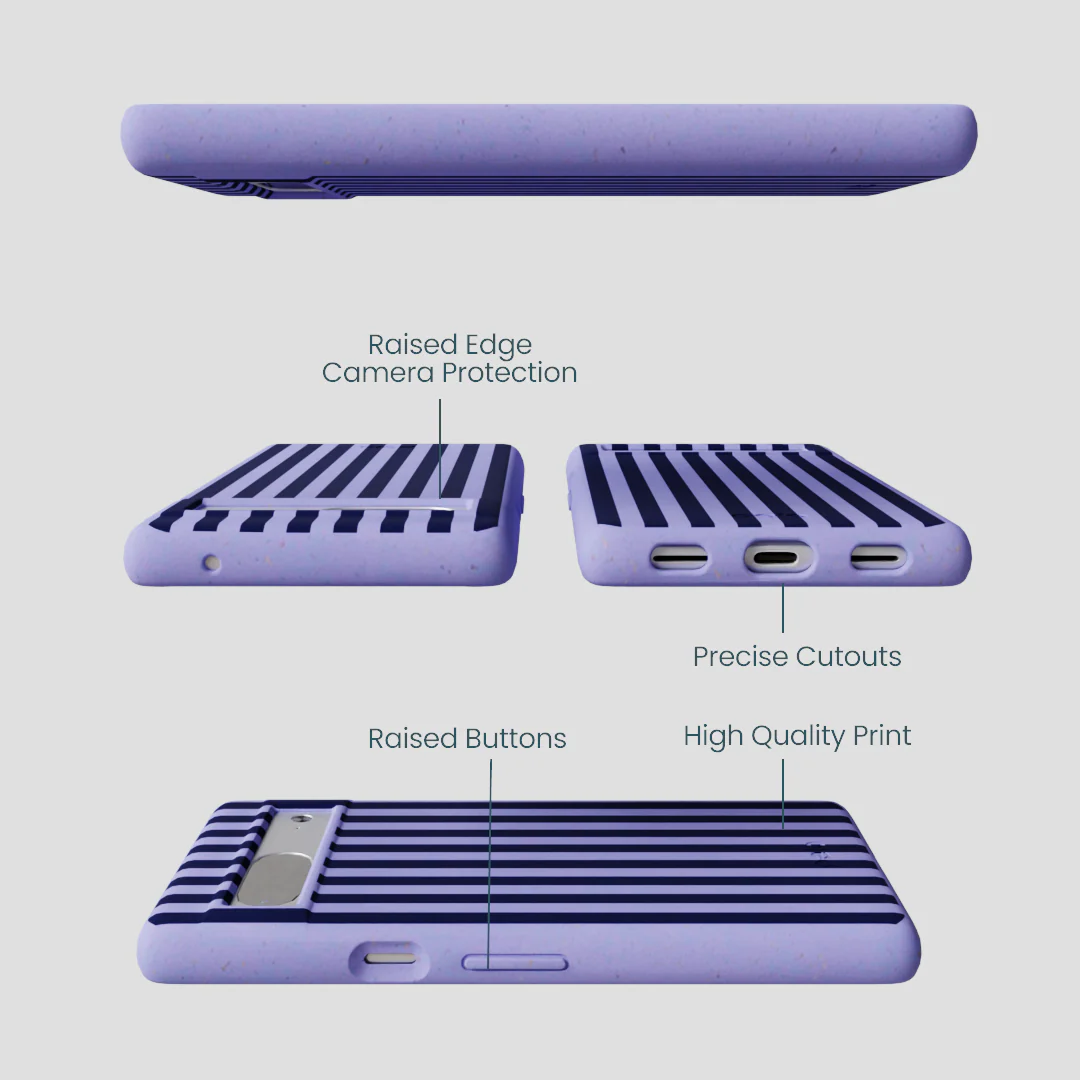 Lavender Small Navy Stripes Google Pixel 7 Case - Image 2