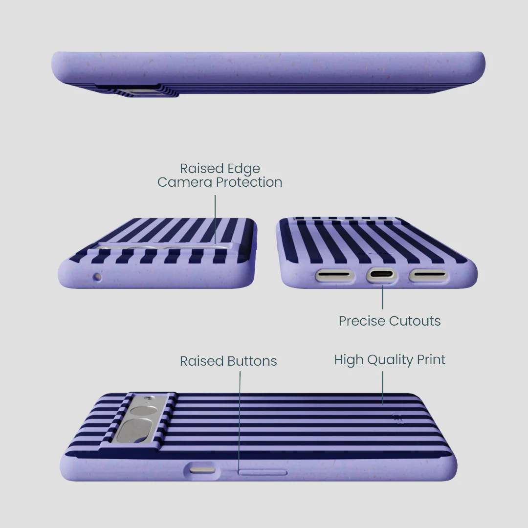 Lavender Small Navy Stripes Google Pixel 7 Pro Case - Image 2