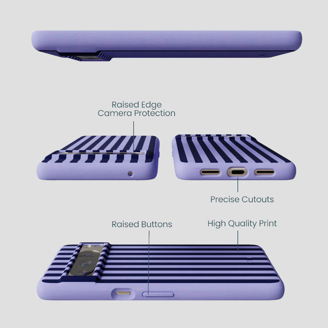 Lavender Small Navy Stripes Google Pixel 8 Pro Case - Image 2