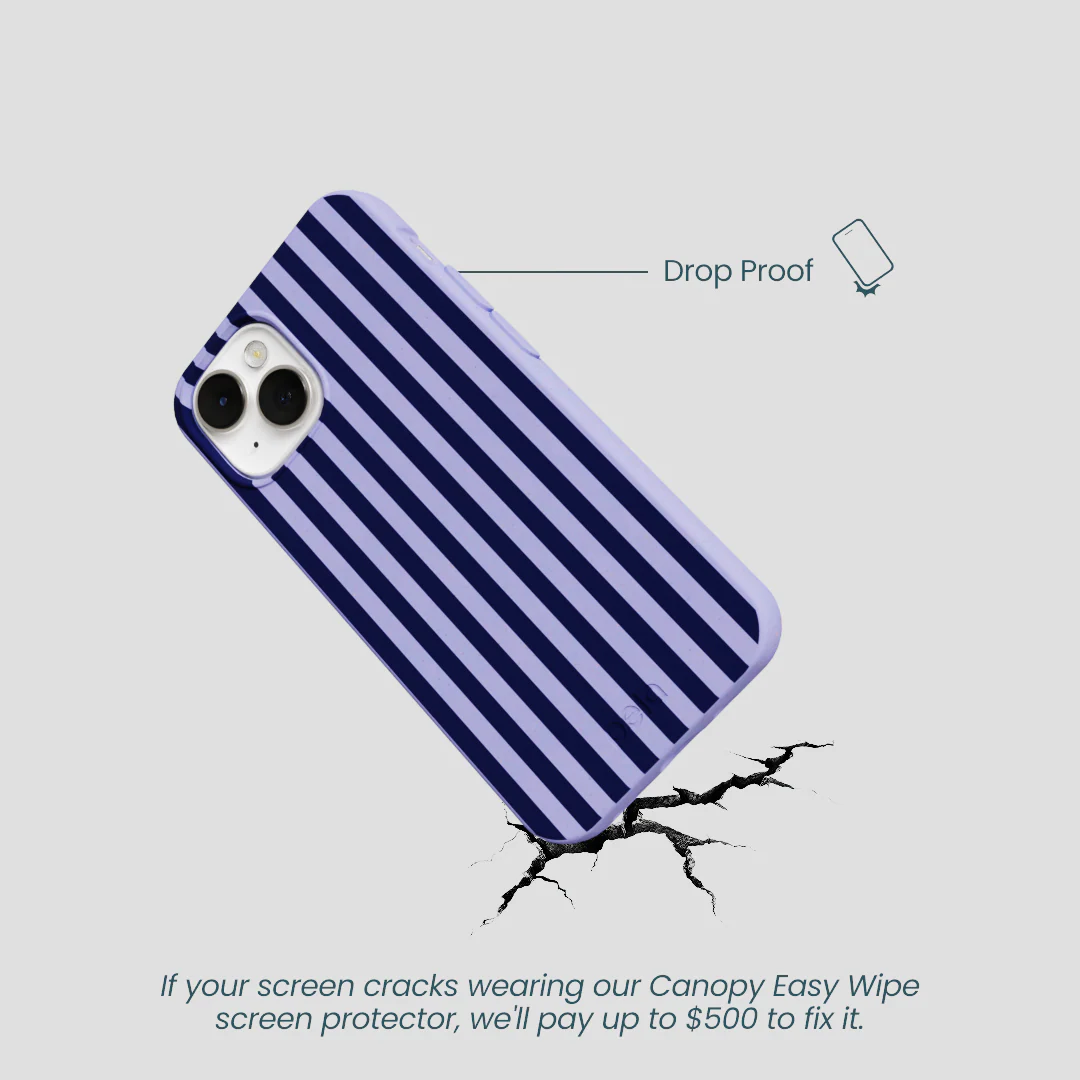 Lavender Small Navy Stripes iPhone 13 Mini Case - Image 5