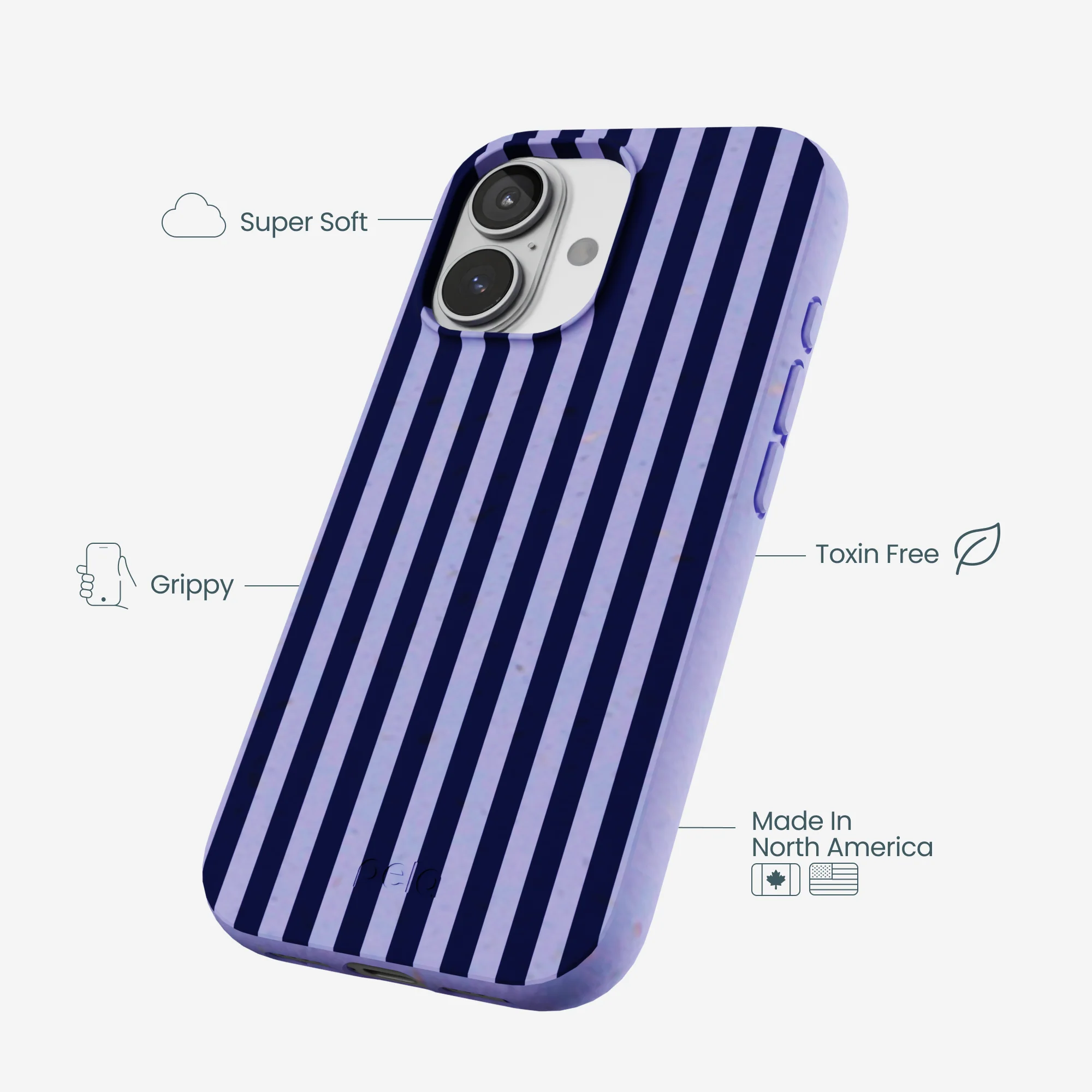Lavender Small Navy Stripes iPhone 17 Case - Image 4