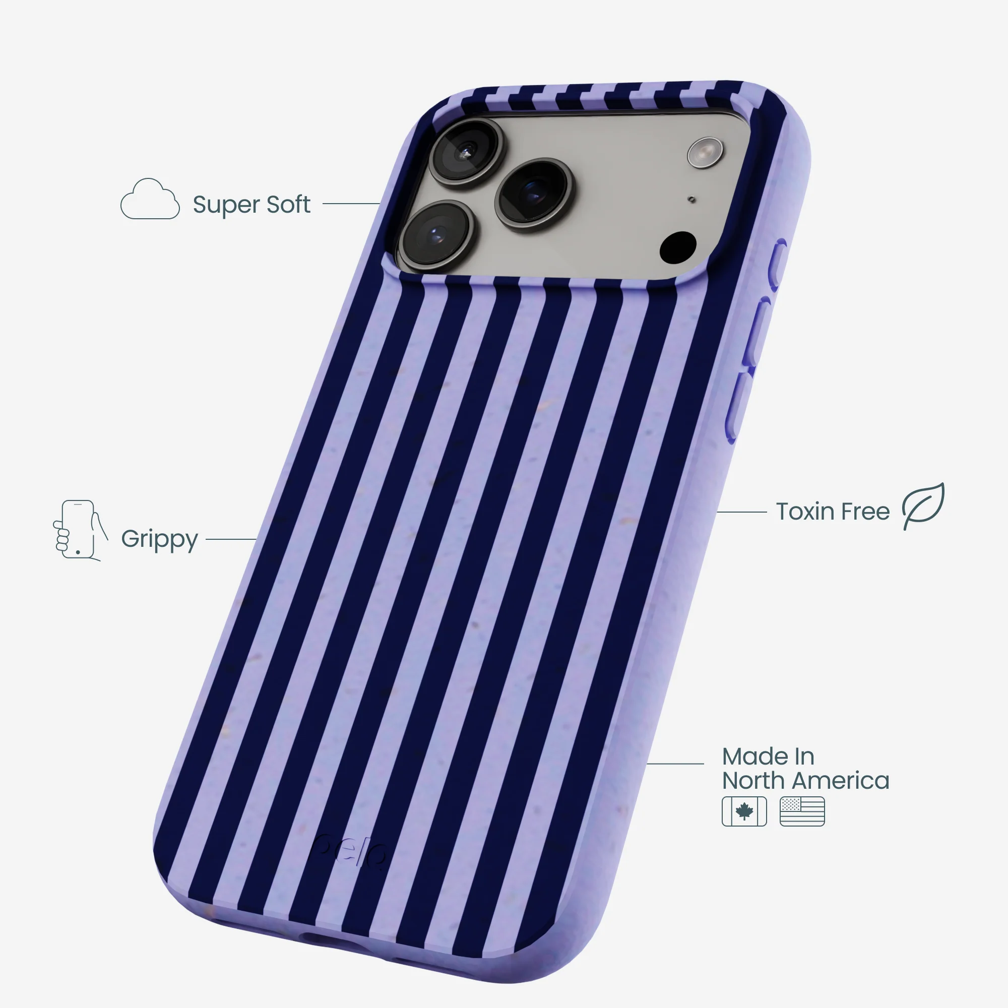 Lavender Small Navy Stripes iPhone 17 Pro Max Case - Image 4