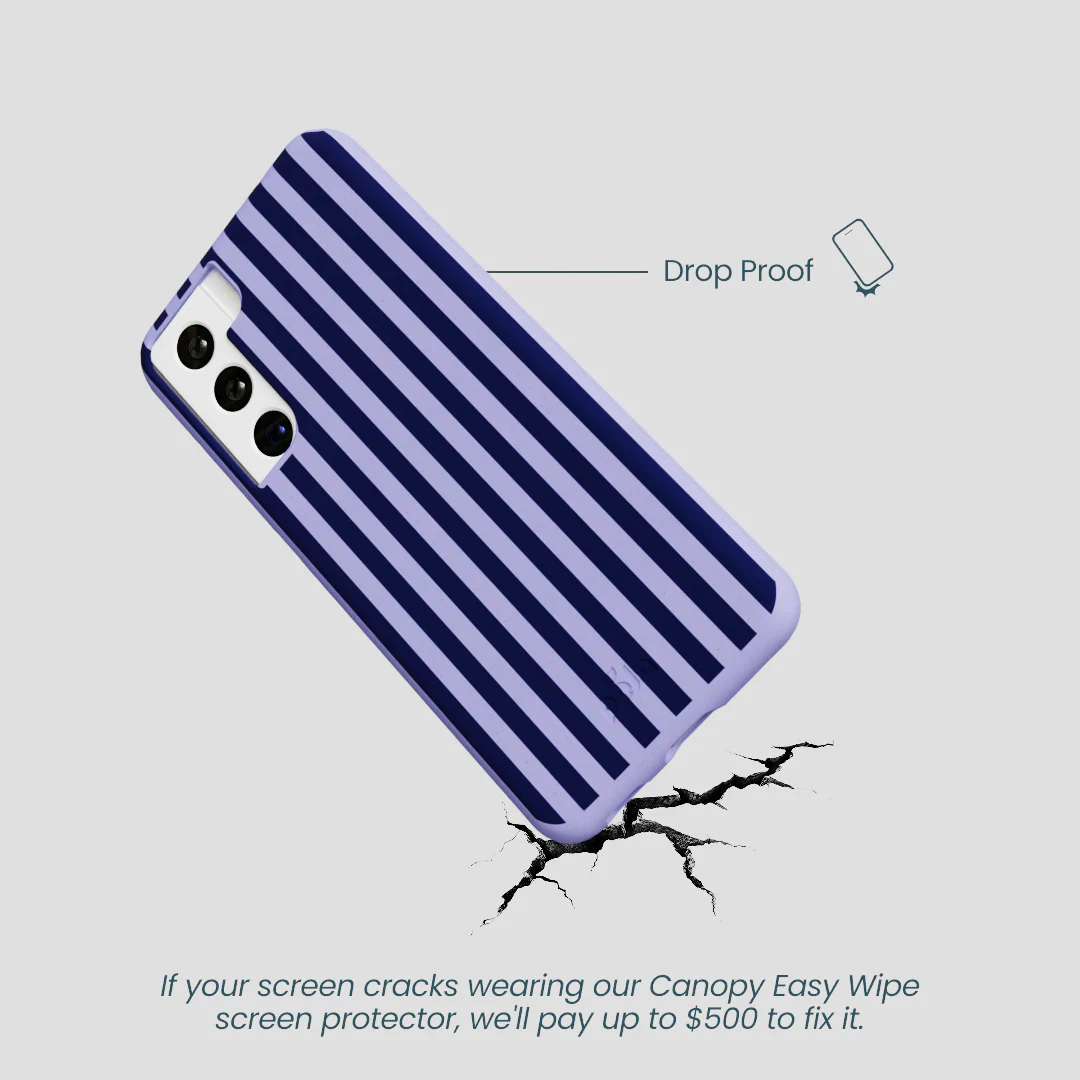 Lavender Small Navy Stripes Samsung Galaxy S22 Case - Image 4