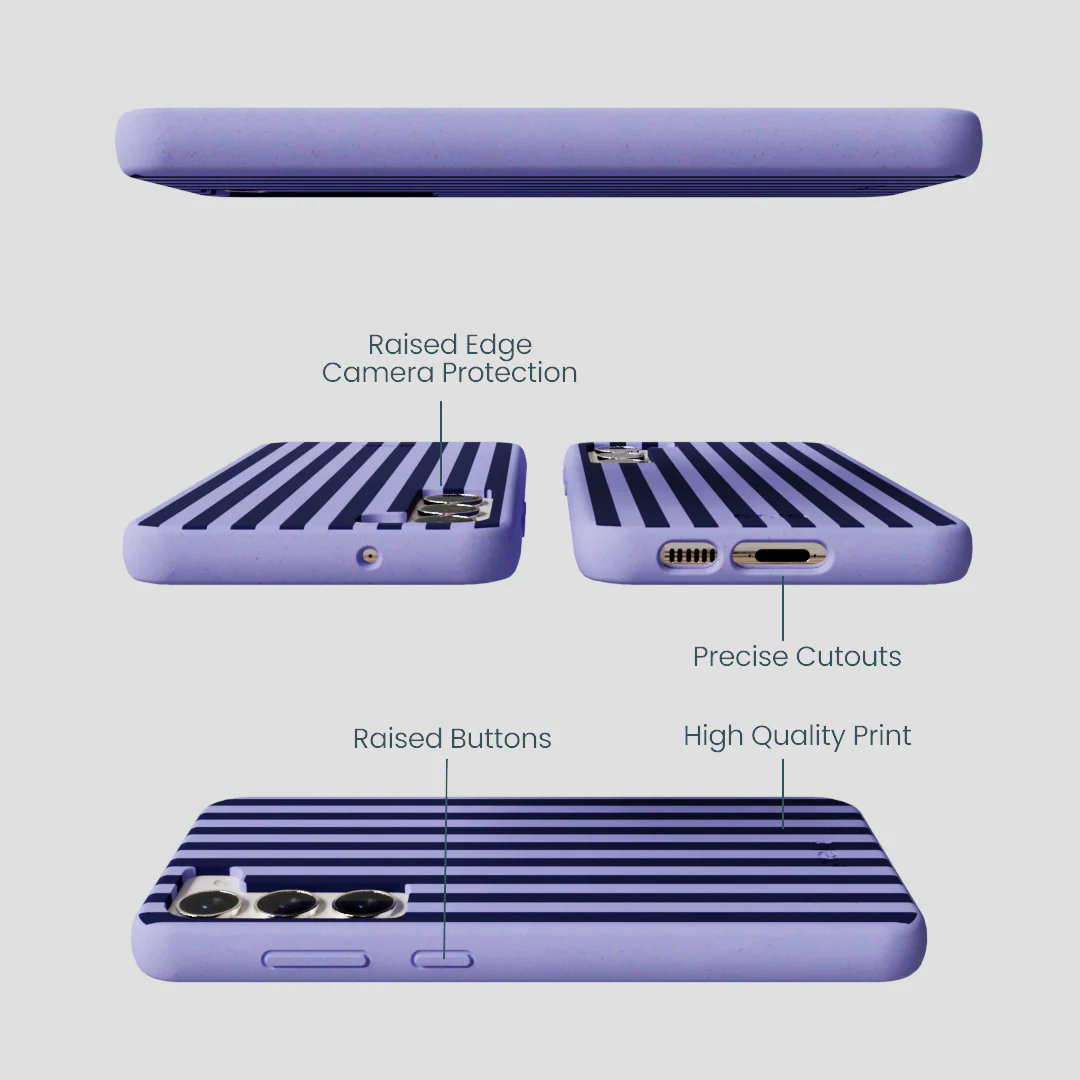 Lavender Small Navy Stripes Samsung Galaxy S23+(Plus) Case - Image 2
