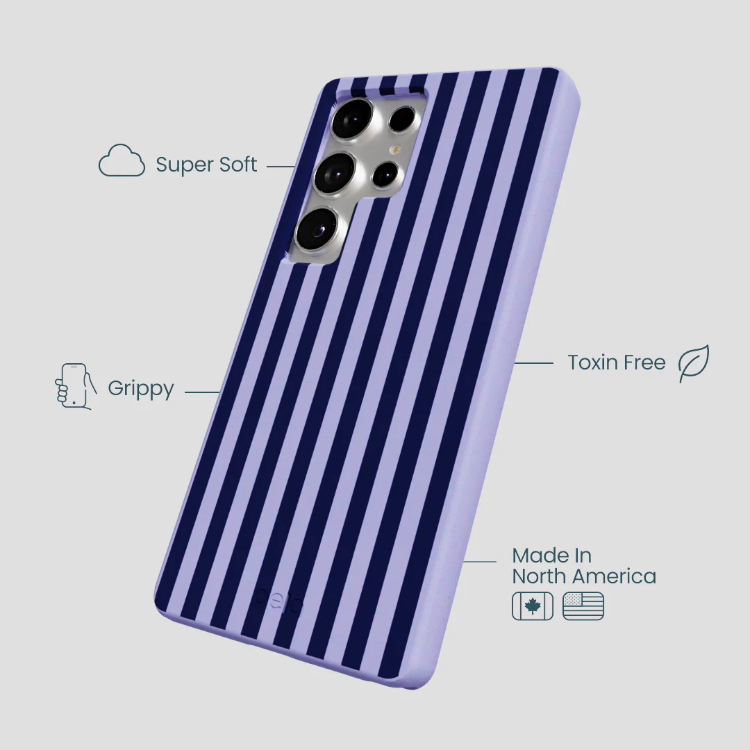 Lavender Small Navy Stripes Samsung Galaxy S25 Ultra Case - Image 3