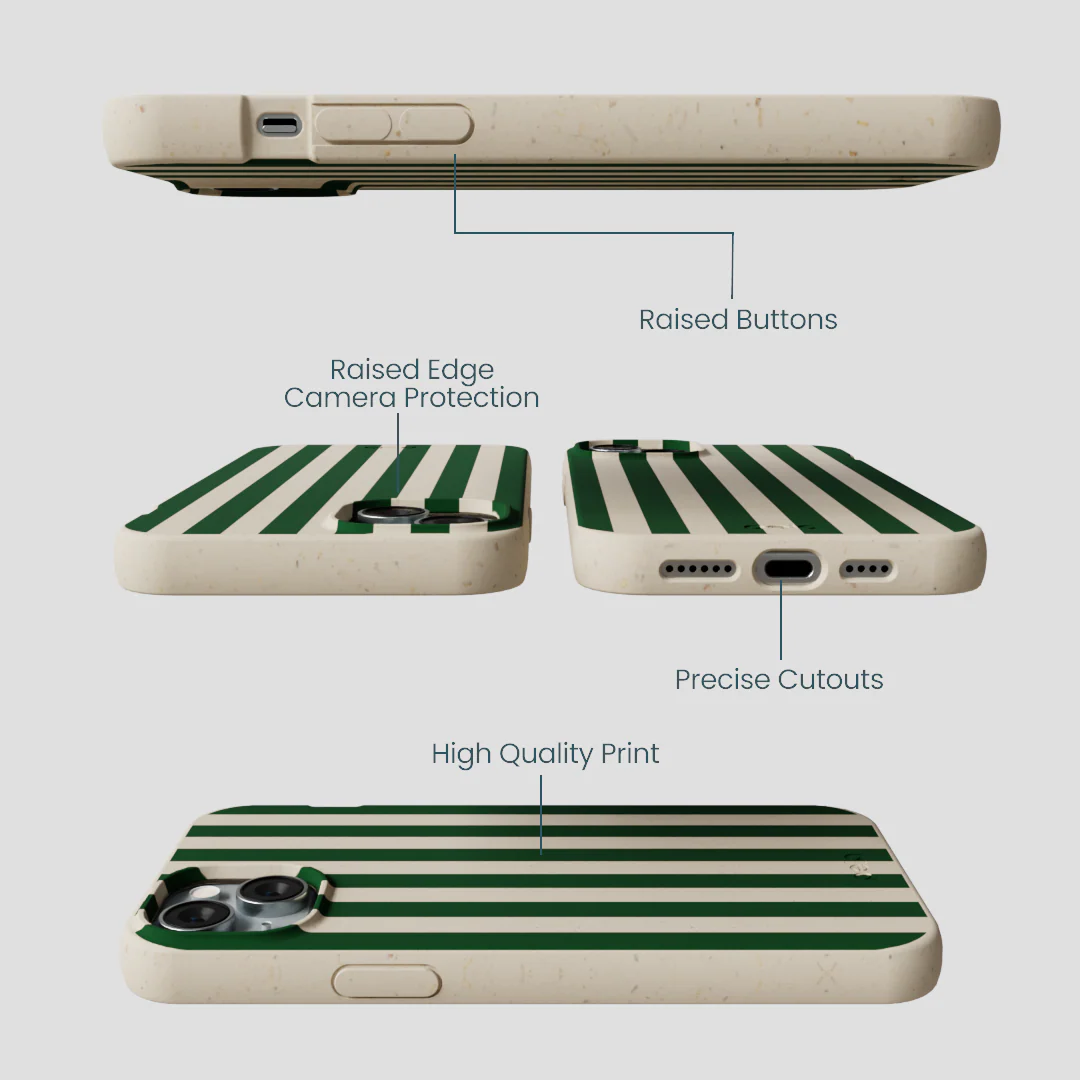 London Fog Evergreen Stripes iPhone 14 Plus Case - Image 3