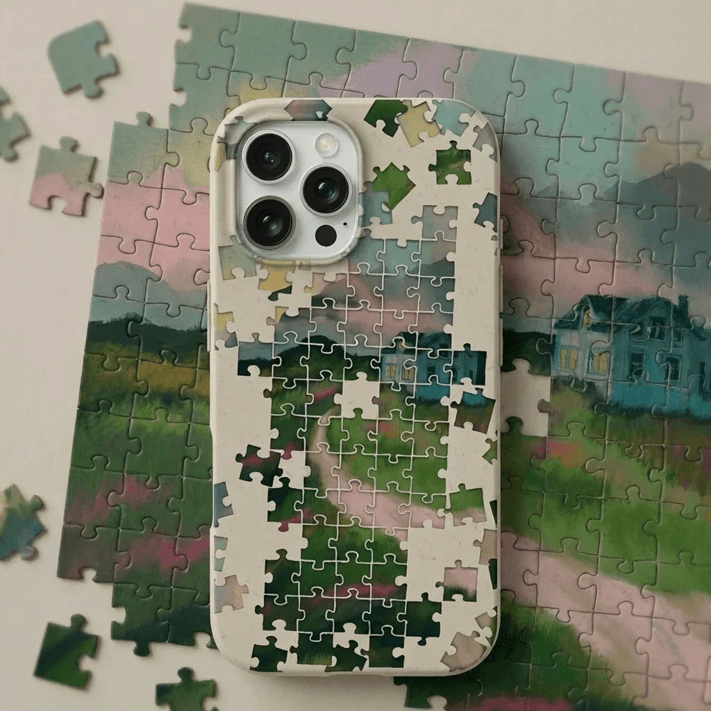 London Fog Peaceful Puzzle iPhone 14 Case - Image 2