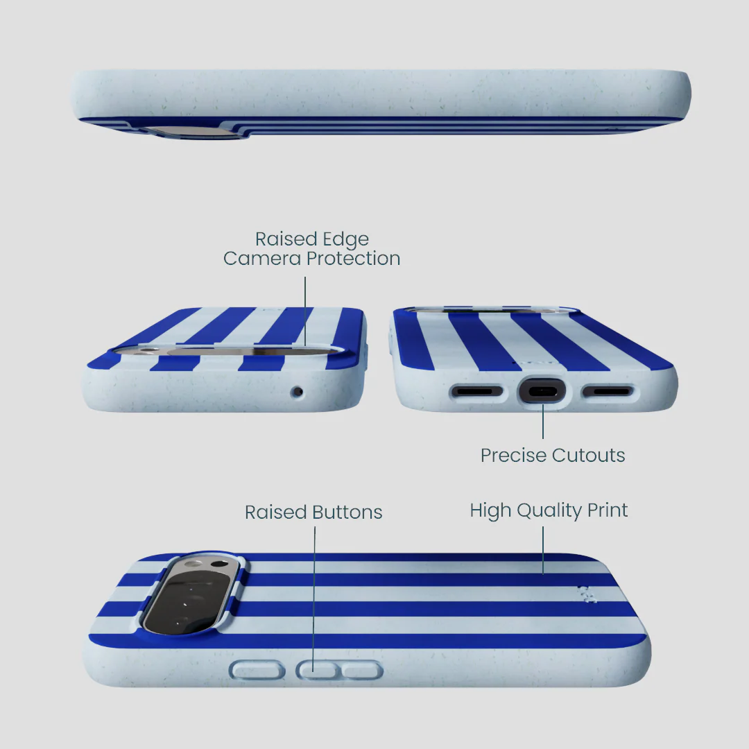 Powder Blue Big Cobalt Stripes Google Pixel 10 Pro XL Case - Image 3