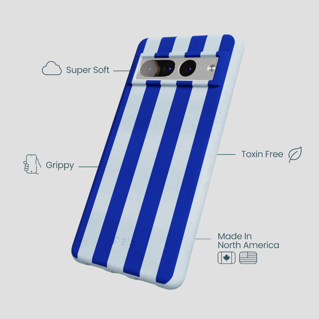 Powder Blue Big Cobalt Stripes Google Pixel 7 Pro Case - Image 4
