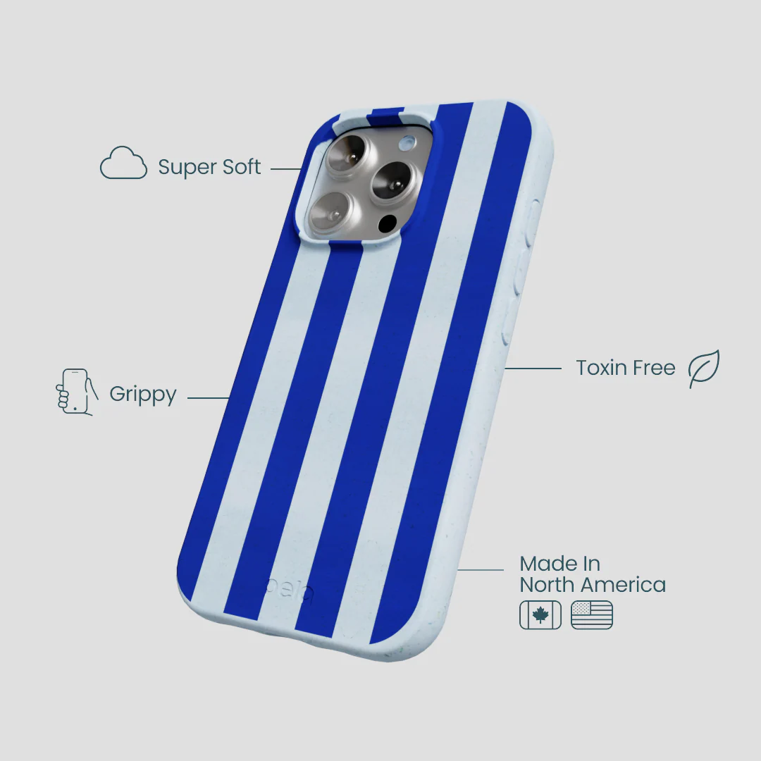 Powder Blue Big Cobalt Stripes iPhone 16 Pro Case - Image 4
