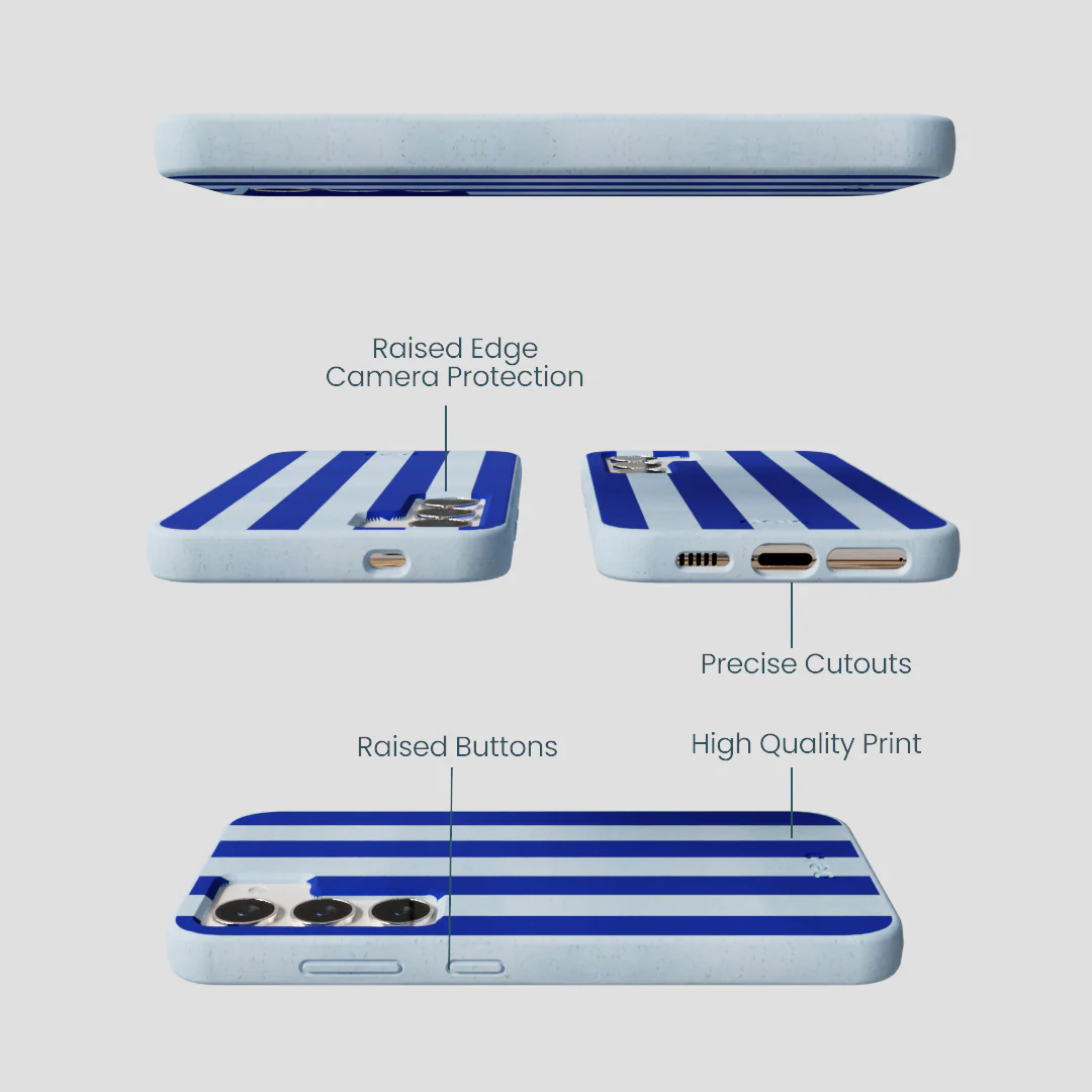 Powder Blue Big Cobalt Stripes Samsung Galaxy S23 Case - Image 3