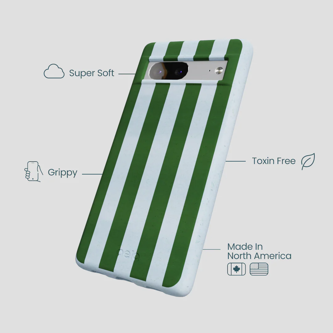 Powder Blue Big Evergreen Stripes Google Pixel 7 Case - Image 4